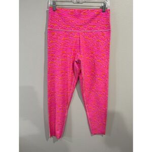 OFFLINE By Aerie Leggings Women's XL Pink Striped High Waisted Yoga Athleisure